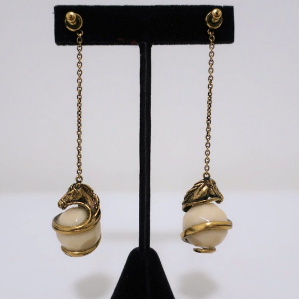 Christian Dior Diorodeo Horse Head Drop Earrings - Picture 4 of 7